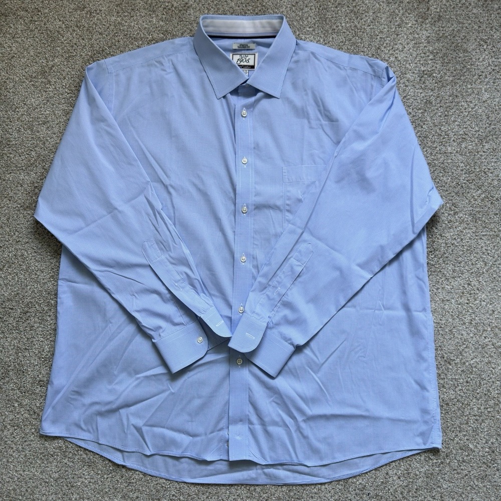Jos A Bank 1905 Stretch Tailored Fit Shirt 17.5/34 Blue Brrr Dress Shirt